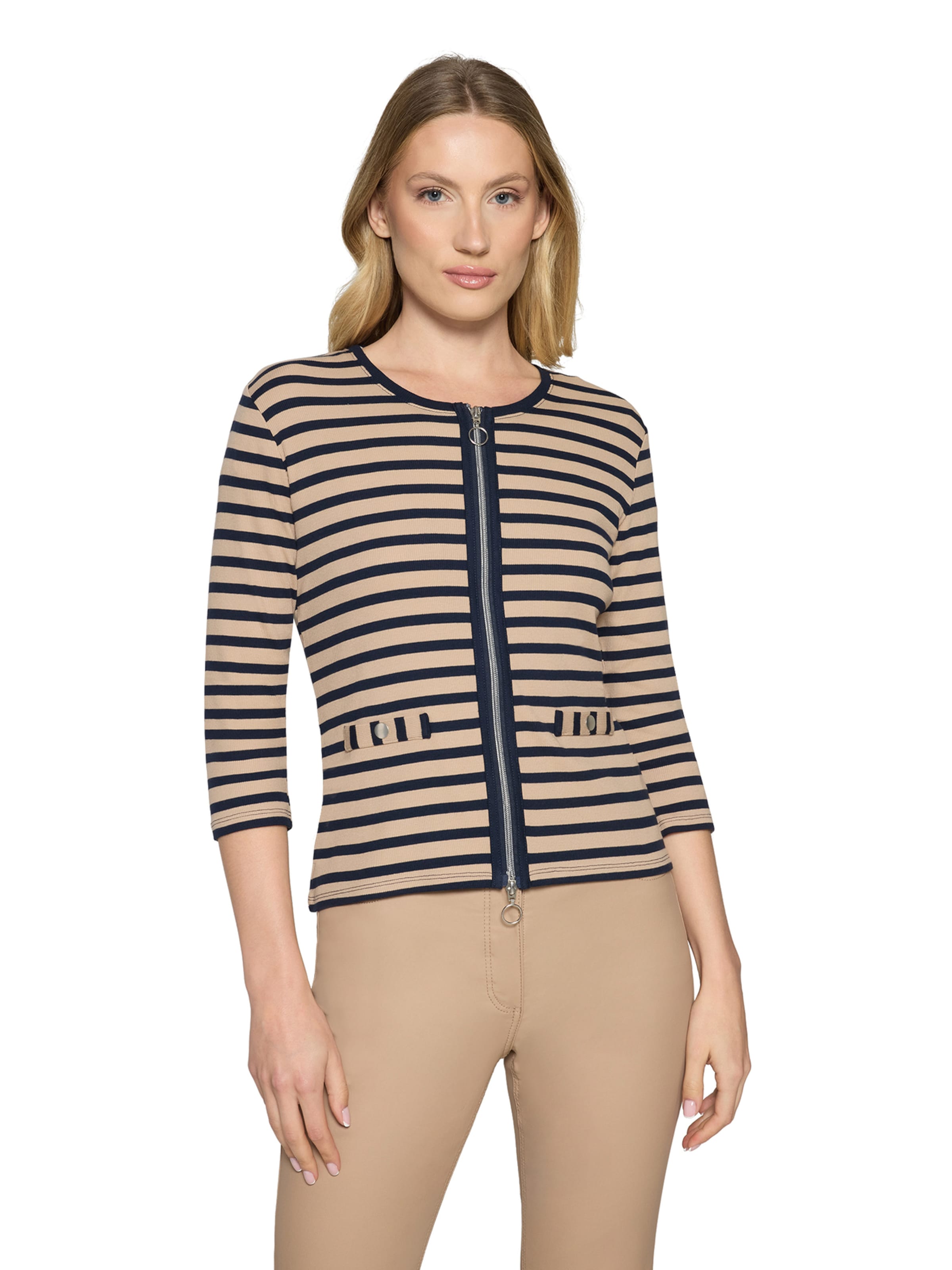 Betty Barclay Gebreid vest in Beige: voorkant