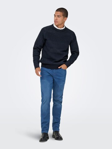 Only & Sons Sweater 'alkan' in Blue: front