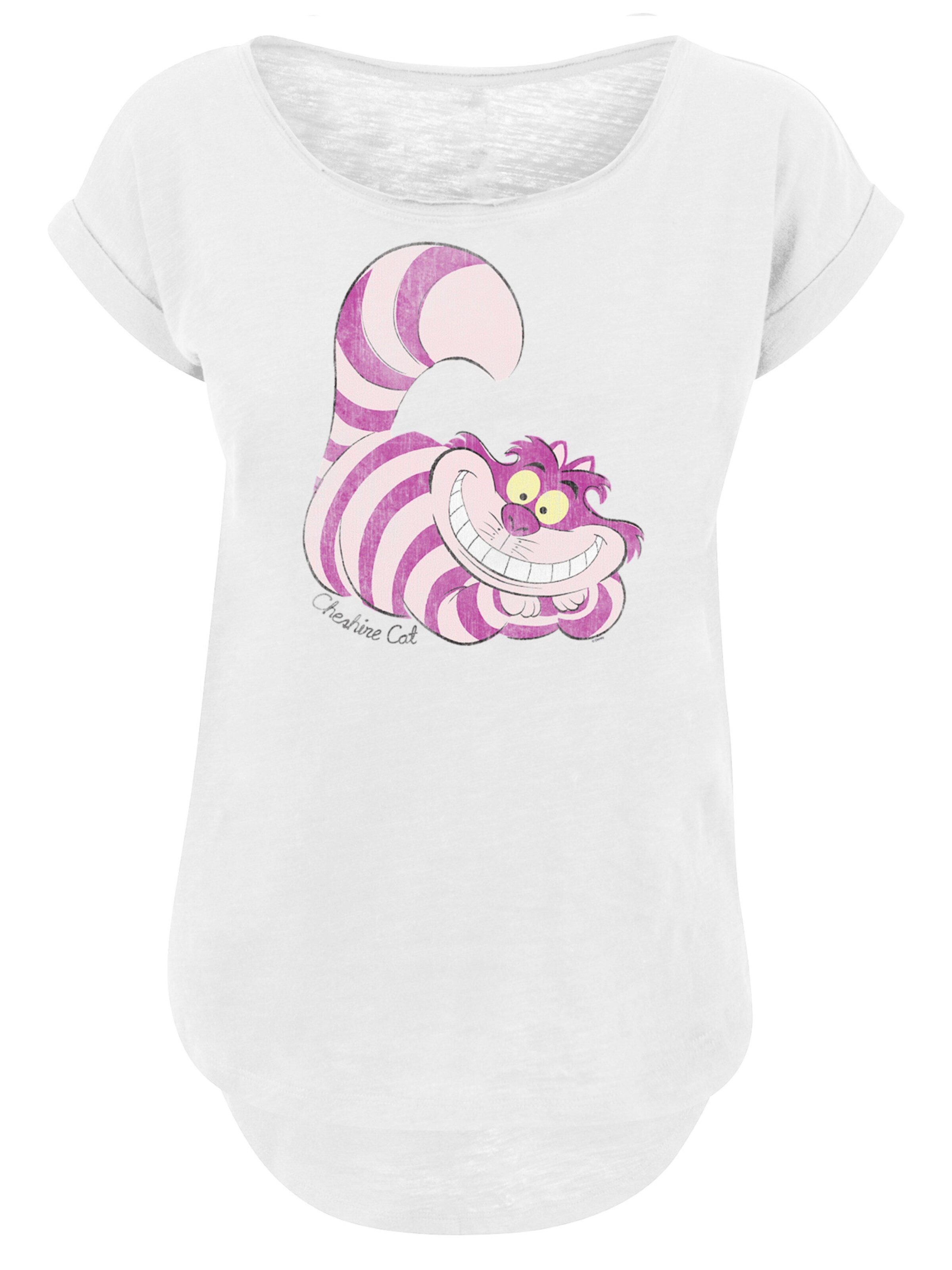 F4NT4STIC Shirt 'Disney Alice in Wonderland Cheshire Cat' in Wit: voorkant