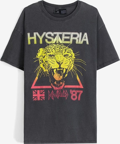 Bershka T-shirt i citron / rosa / svart / off-white, Produktvy