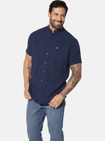 Jan Vanderstorm Comfort Fit Kurzarmhemd ' Albart ' in Blau: Vorderseite