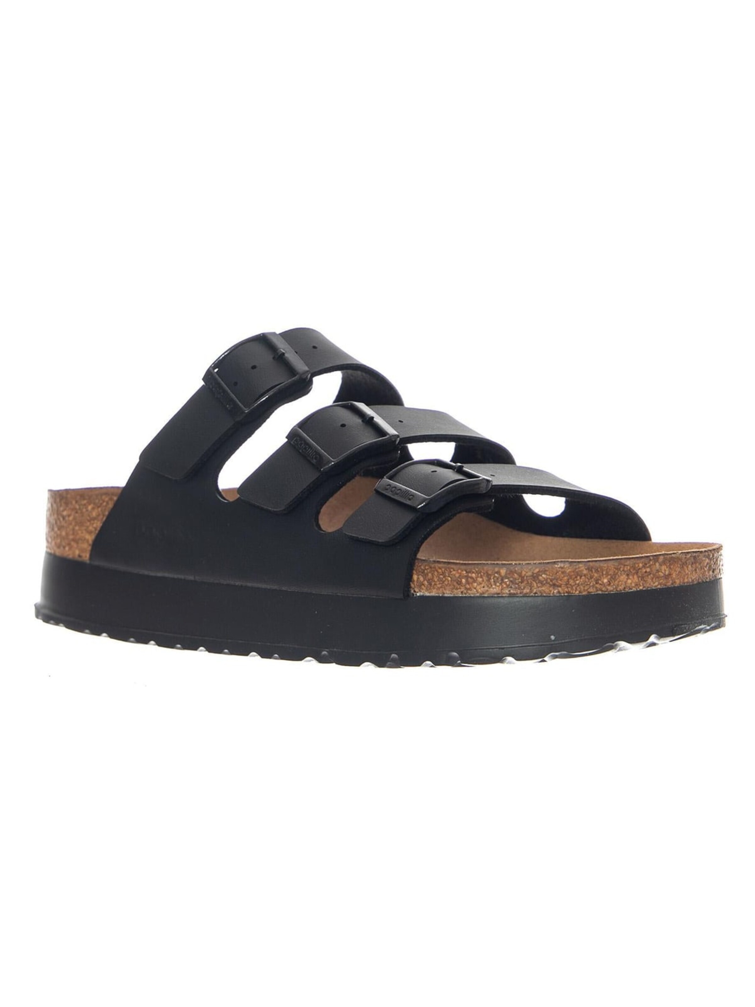 BIRKENSTOCK Sandaler 'Florida III Platform Vegan Birko Flor Narrow Fit Black' i sort: forside