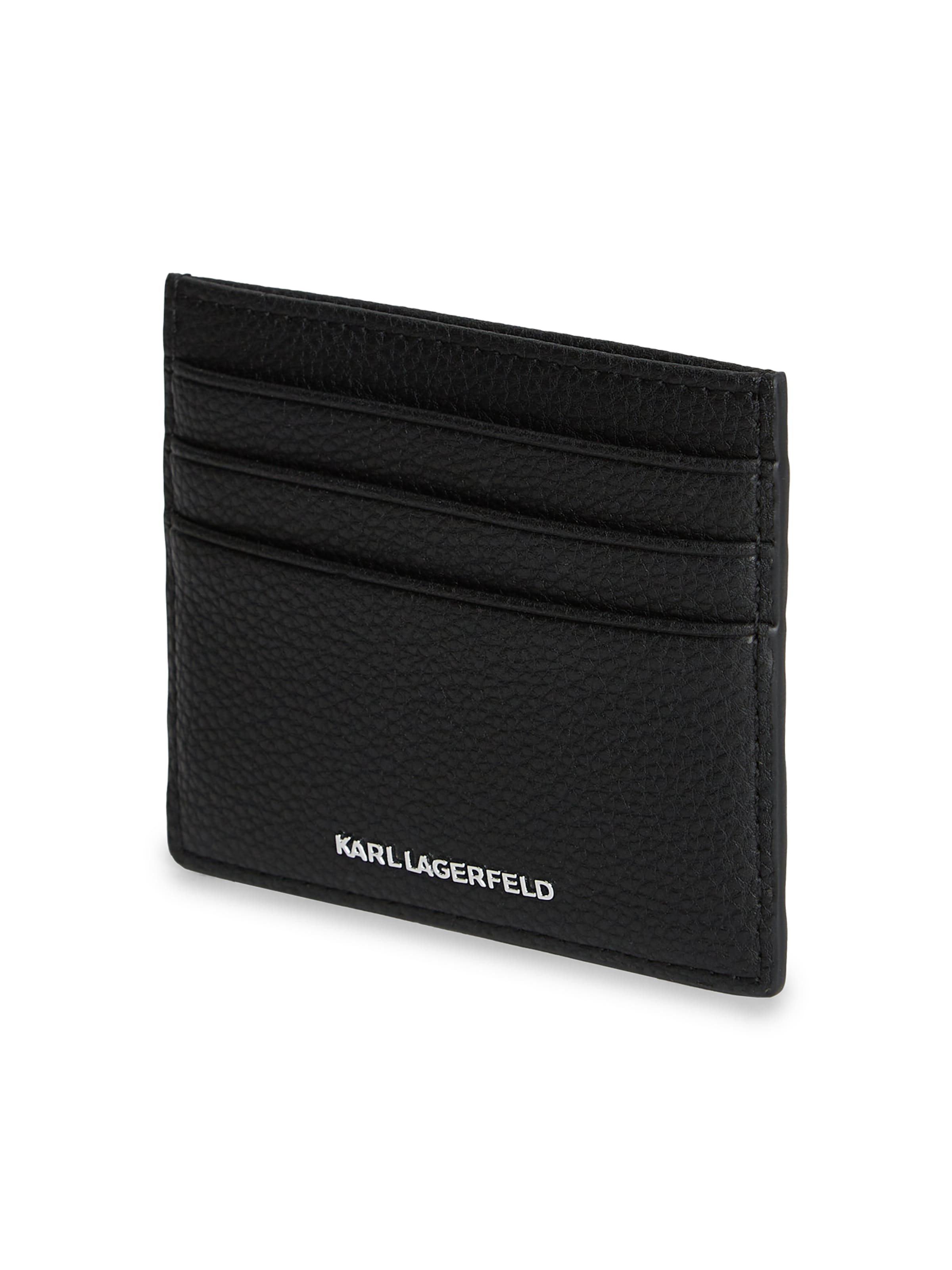 Karl Lagerfeld Kartenetui ' Ikon Pebble Kartenetui ' in Schwarz