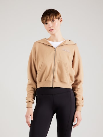 Hurley Athletic Zip-Up Hoodie 'PLAYA' in Brown: front