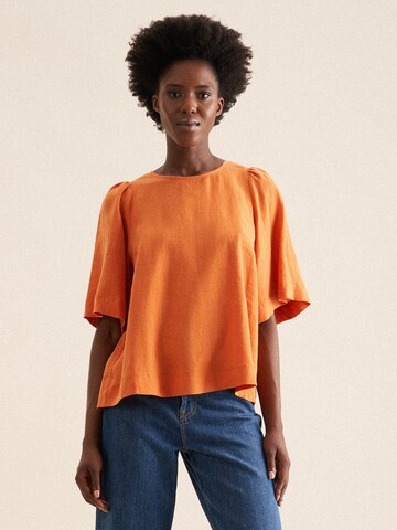 SEIDENSTICKER Blouse 'Schwarze Rose' in Oranje: voorkant