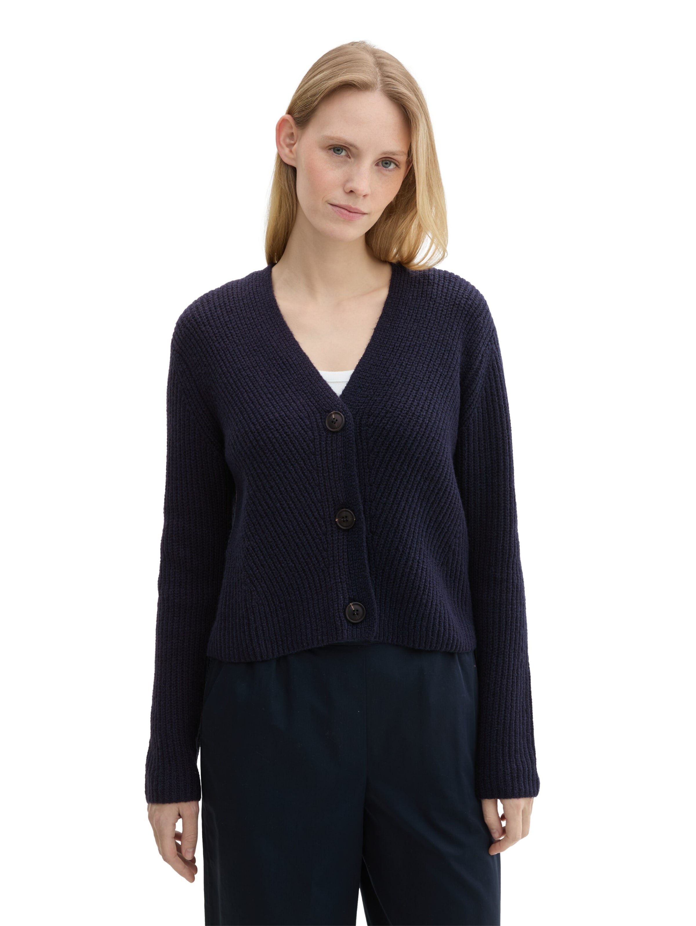 TOM TAILOR Πλεκτή ζακέτα σε μπλε: μπροστά