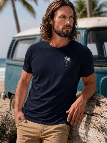 Neverless Shirt 'Palme Polygon' in Blue