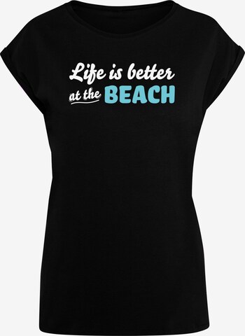 Merchcode Shirt 'Summer - Life is Better at the Beach' in Black: front