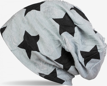 styleBREAKER Mütze 'Beanie mit Sterne & Punkte Muster' in Blau: Vorderseite