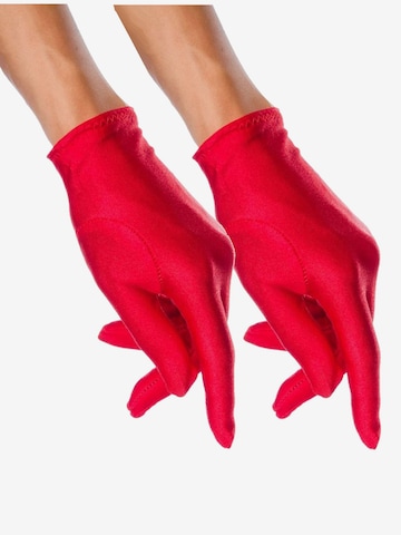 Dirndline Full Finger Gloves 'Kurze Satin-Handschuhe' in Red: front