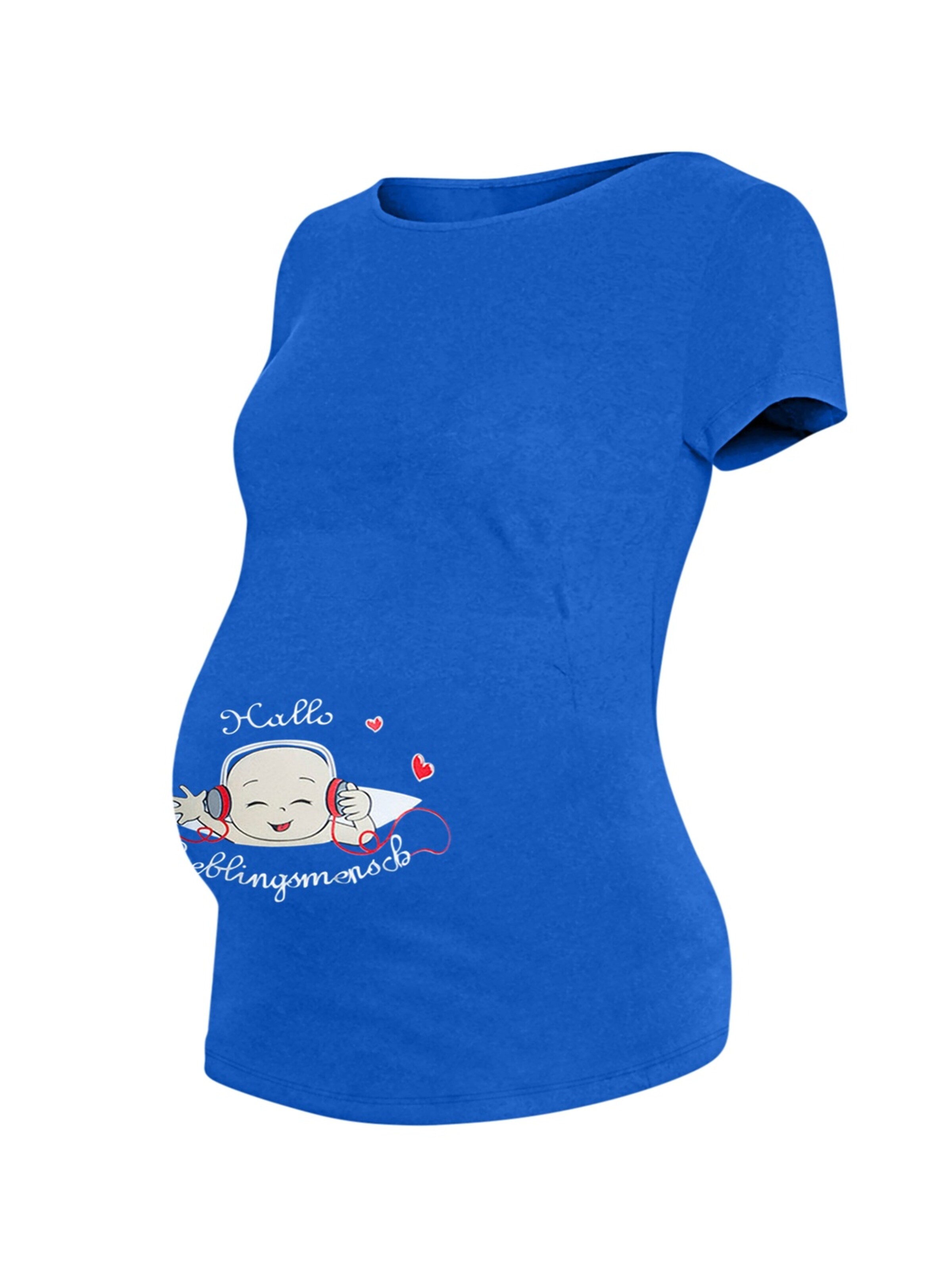 M.M.C. Shirt 'Hallo Lieblingsmensch Umstandsshirt'‌‌‌‌‌ in Blau: Vorderseite