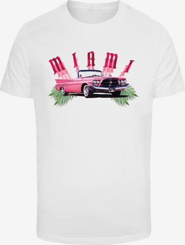 Mister Tee Shirt 'Miami Car' in Wit: voorkant