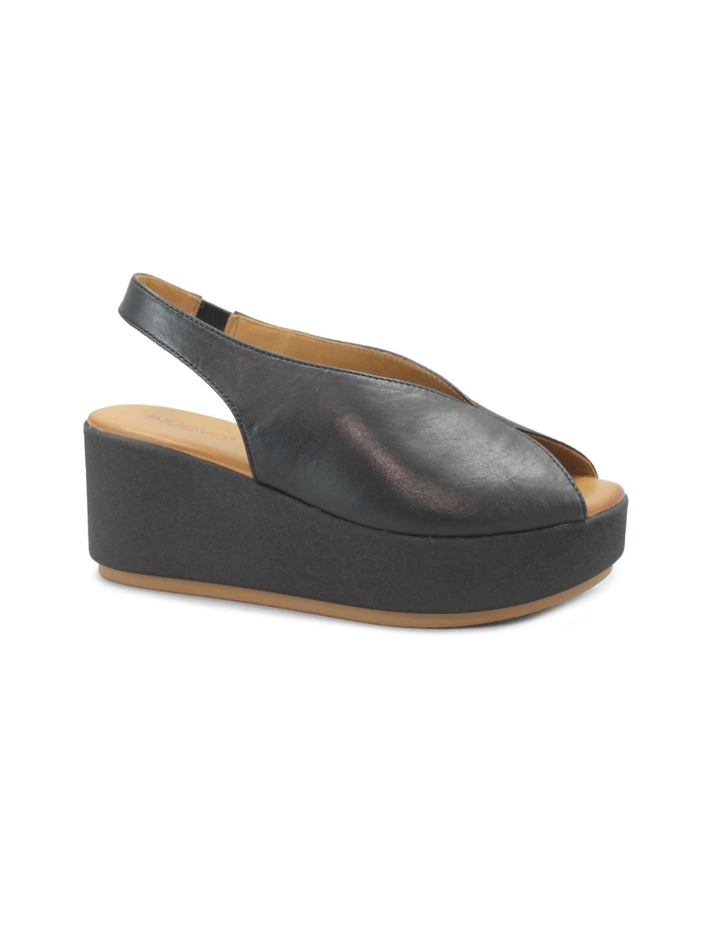 INUOVO Sandale 'INUOVO 123133  black nero sandali donna zeppa pelle'‌ in Schwarz: Vorderseite