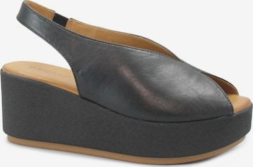 INUOVOSandale 'INUOVO 123133 black nero sandali donna zeppa pelle' - crna boja: prednji dio