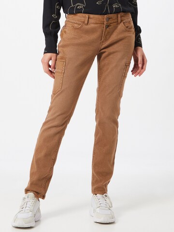 STREET ONE Slim fit Cargo Jeans in Brown: front