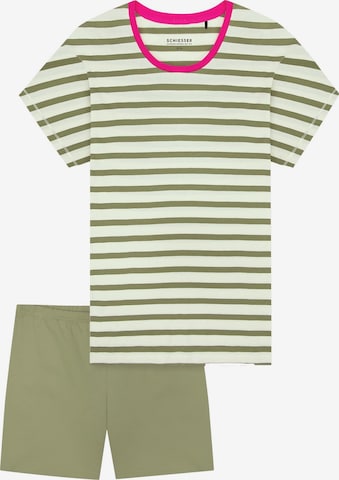 SCHIESSER Pyjama 'Casual Essentials' in Grün: Vorderseite