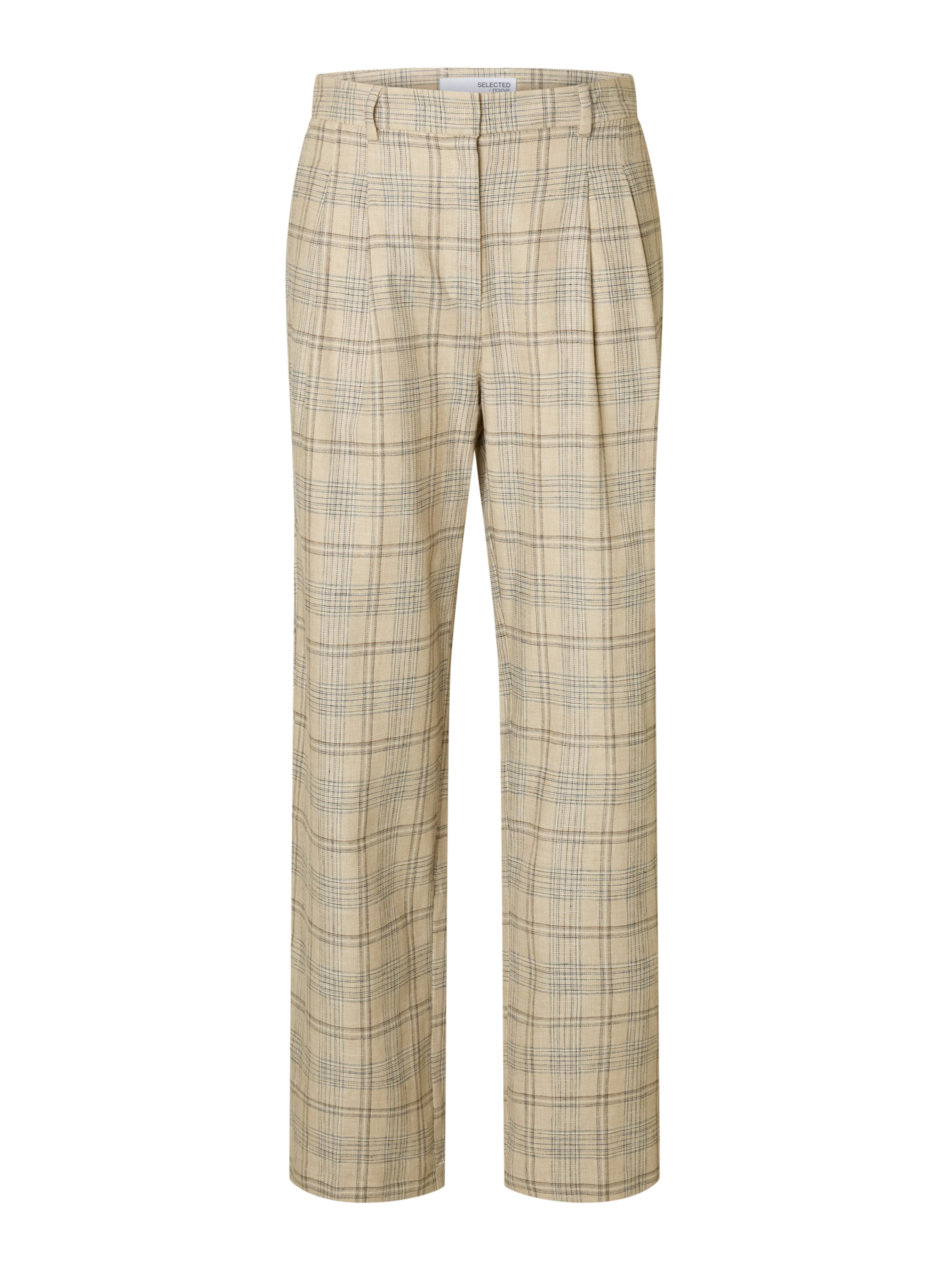 SELECTED Wide leg Pleat-Front Pants 'SLFGajo' in Beige: front