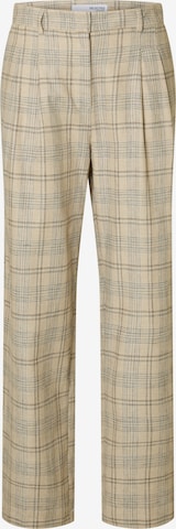 smėlio SELECTED Plačios klešnės Klostuotos kelnės 'SLFGajo': priekis