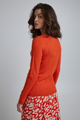 ICHI Knit Cardigan in Orange