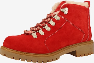 Darkwood Lace-Up Ankle Boots in Red: front