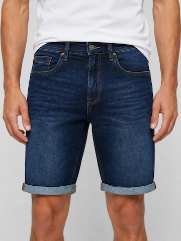 Boxeur des Rues - regular Vaquero 'Herren Jeansshorts Boxeur des Rues Palm Bay, Slim Fit, Dunkelblau, Goldene Nähte' en azul