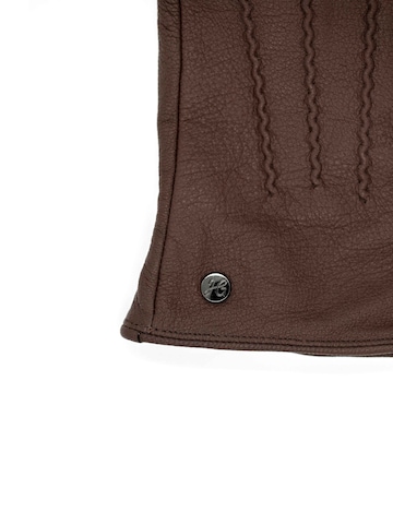 Hand Gewand by Weikert Full finger gloves 'JESS - Ziegeleder Kaschmir Fütterung' in Brown