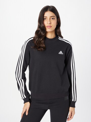 ADIDAS SPORTSWEAR Αθλητική μπλούζα φούτερ 'Essentials 3-Stripes Half Neck Fleece' σε μαύρο: μπροστά