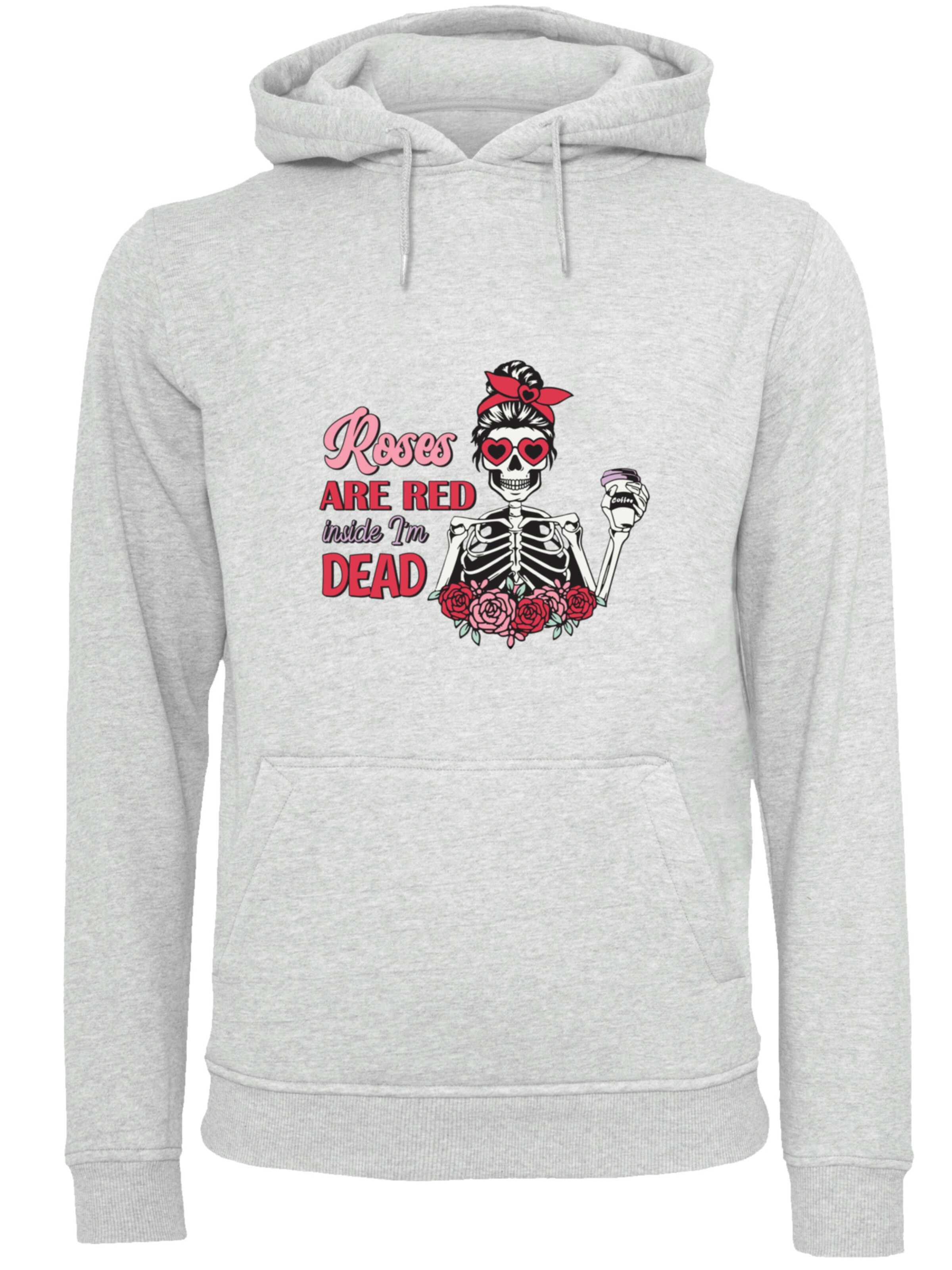 Sweat-shirt 'Anti Valentinstag Roses Are Red' F4NT4STIC en gris : devant