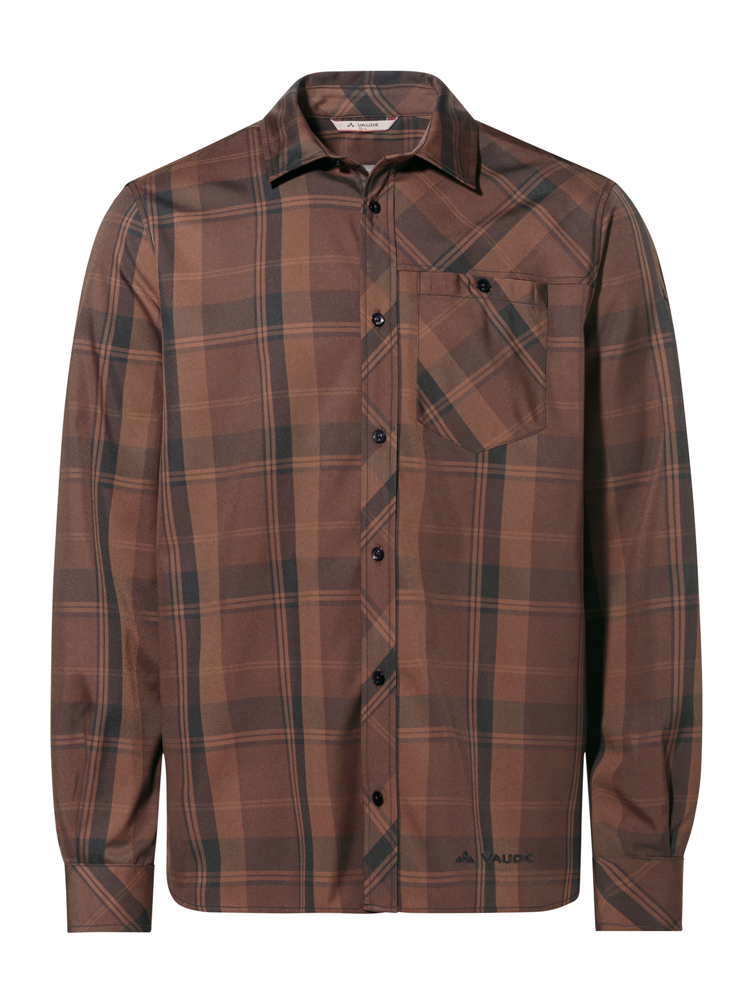 VAUDE Regular fit Functioneel overhemd 'Neshan' in Bruin: voorkant