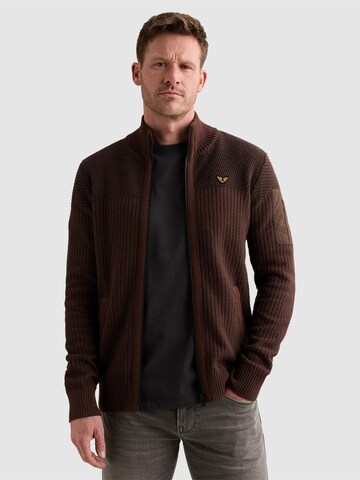 PME Legend Knit cardigan 'Cardigan with zipper closure and flight pocket' in Brown