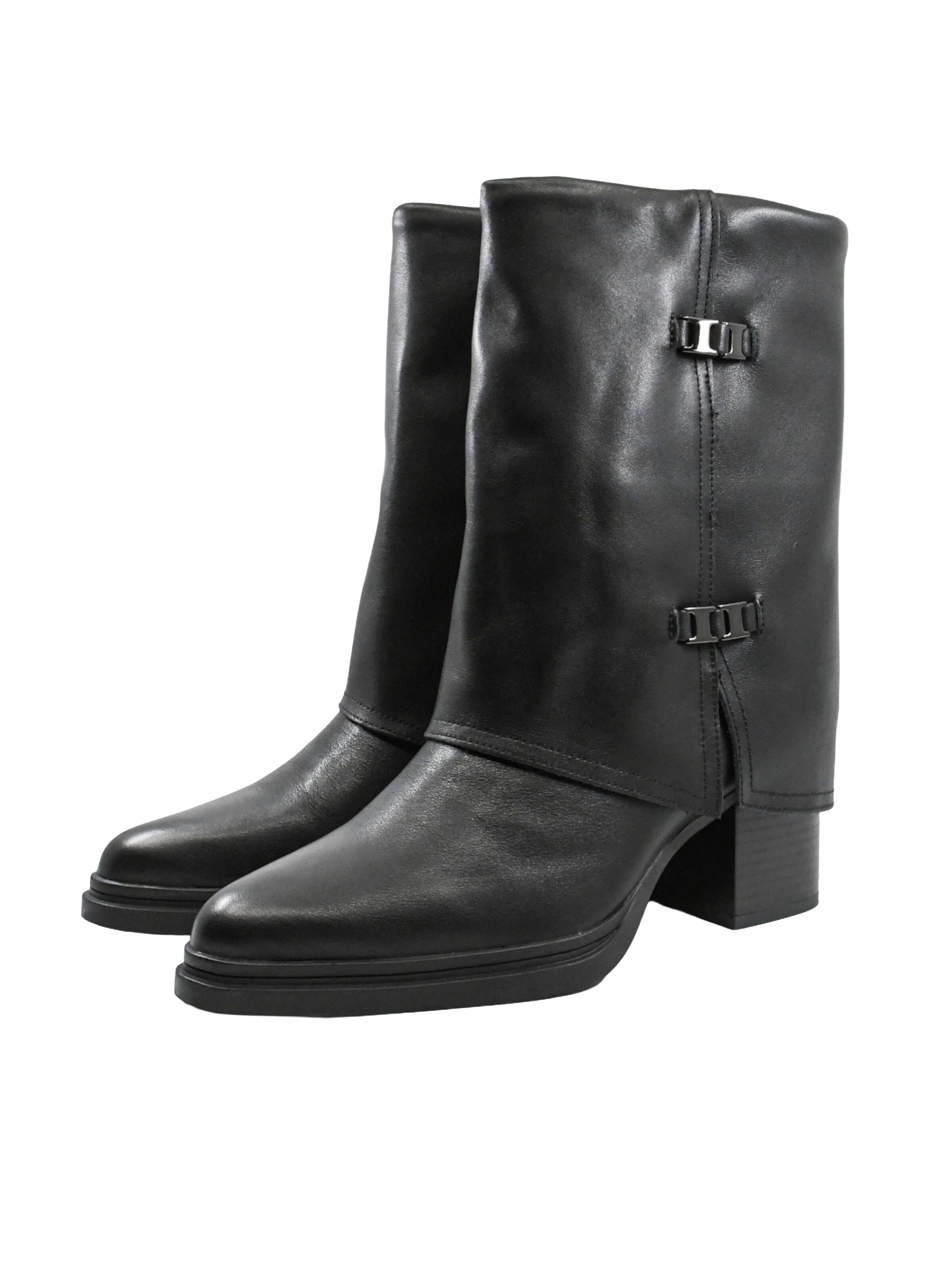 Cizme de cowboy 'Cowboy boot 'Ghete damă Anna Viotti stil western cu manșetă, negre din piele naturală GOR80935'' de la In Tempo pe negru