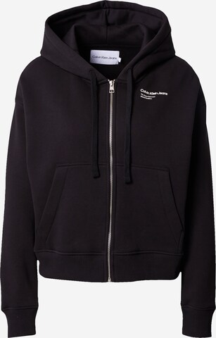 Calvin Klein Jeans Zip-Up Hoodie in Black: front