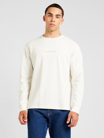 Calvin Klein Jeans Normalny krój Koszulka w kolorze biały: przód