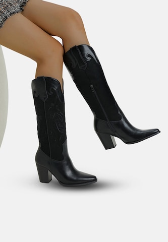 Elara Cowboy boot in Black
