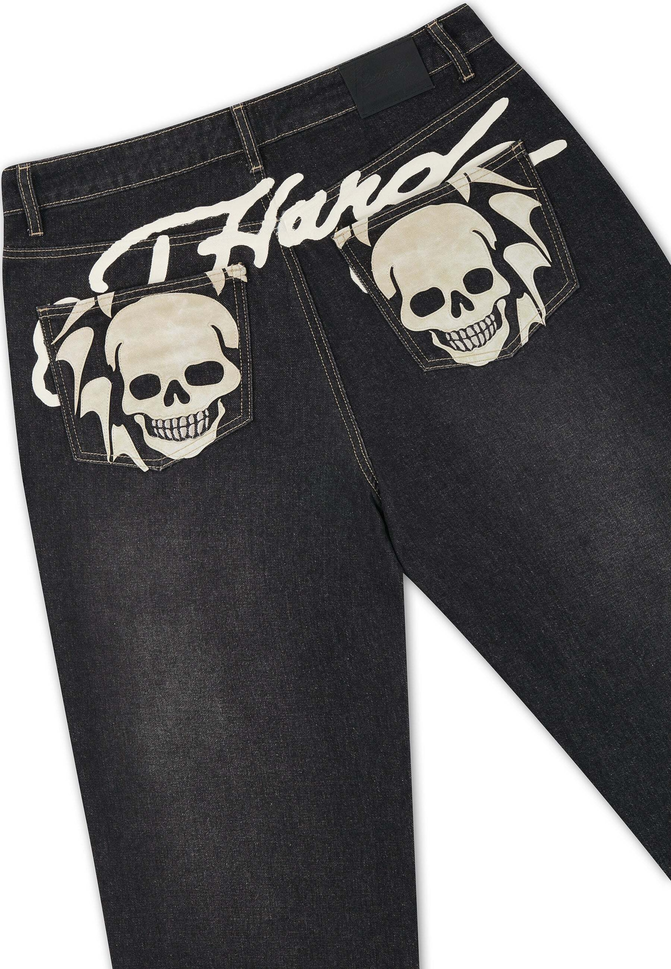 Ed Hardy Свободный крой Джинсы в Черный: сверху