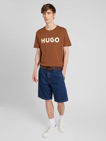 HUGO Μπλουζάκι 'Dulivio' σε καφέ