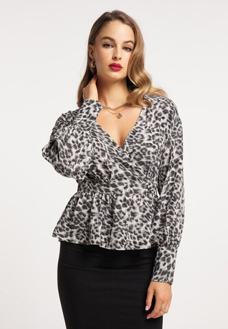 faina Blouse in Grijs: voorkant