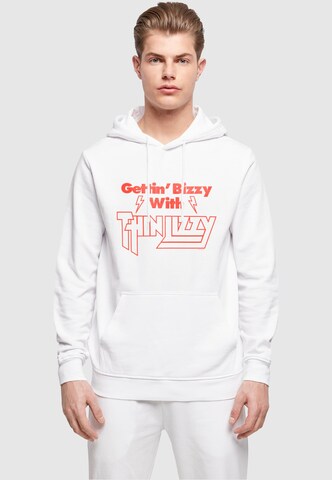 Merchcode Sweatshirt 'Thin Lizzy - Gettin Bizzy' in Weiß: Vorderseite
