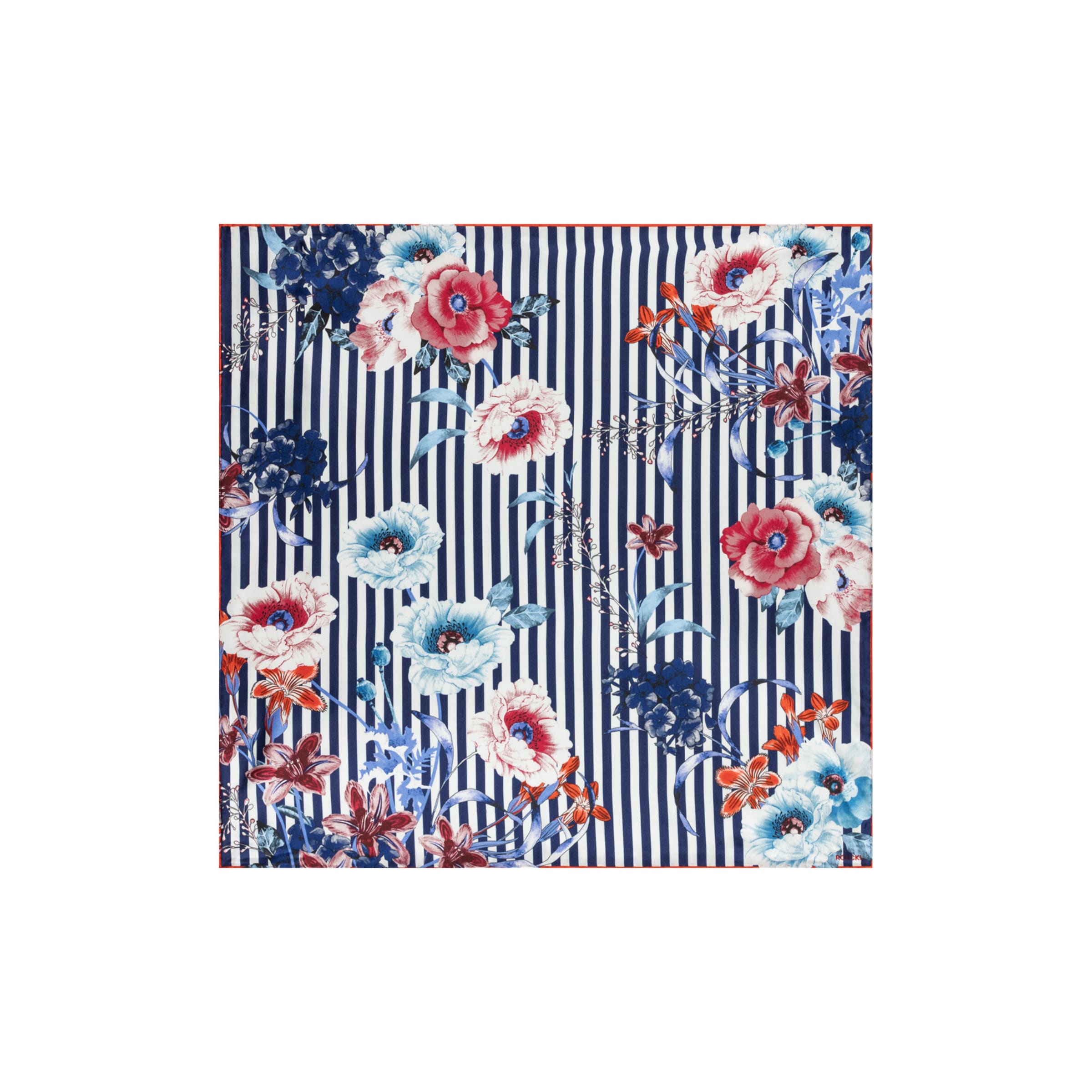 Foulard ' BLOSSOMING STRIPES ' di Roeckl in blu: frontale