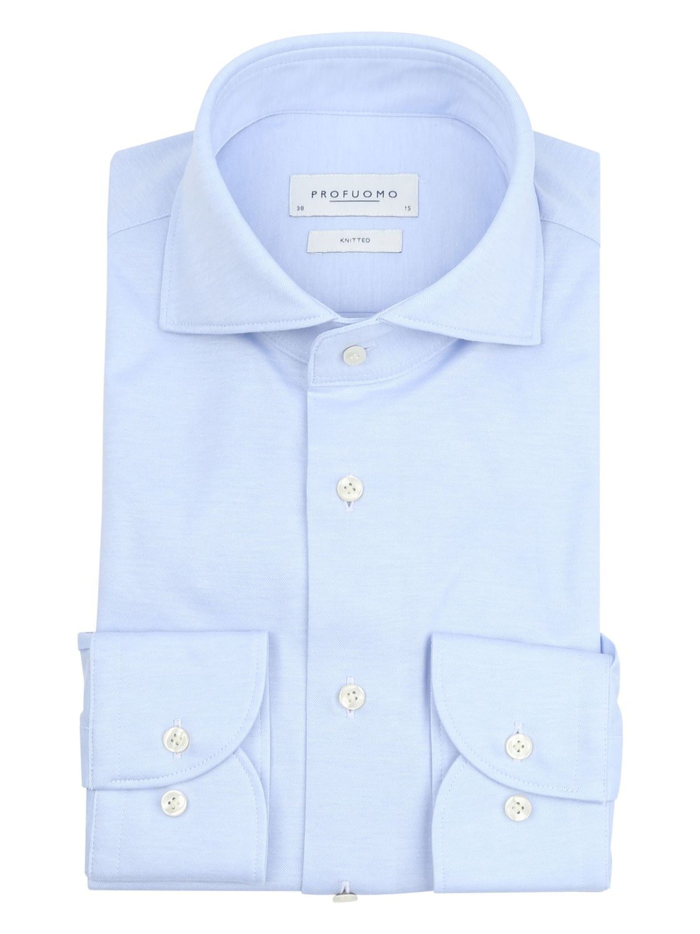 Profuomo Button Up Shirt 'Knitted' in Blue: front