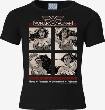 LOGOSHIRT Shirt 'Wonder Woman' in Zwart