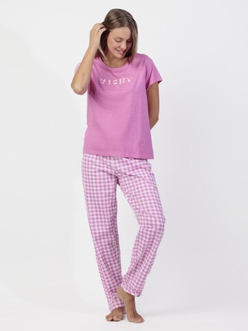 admas - Pijama 'ADMAS Pijama Manga Corta Vichy Mood para Mujer' en rosa: frente