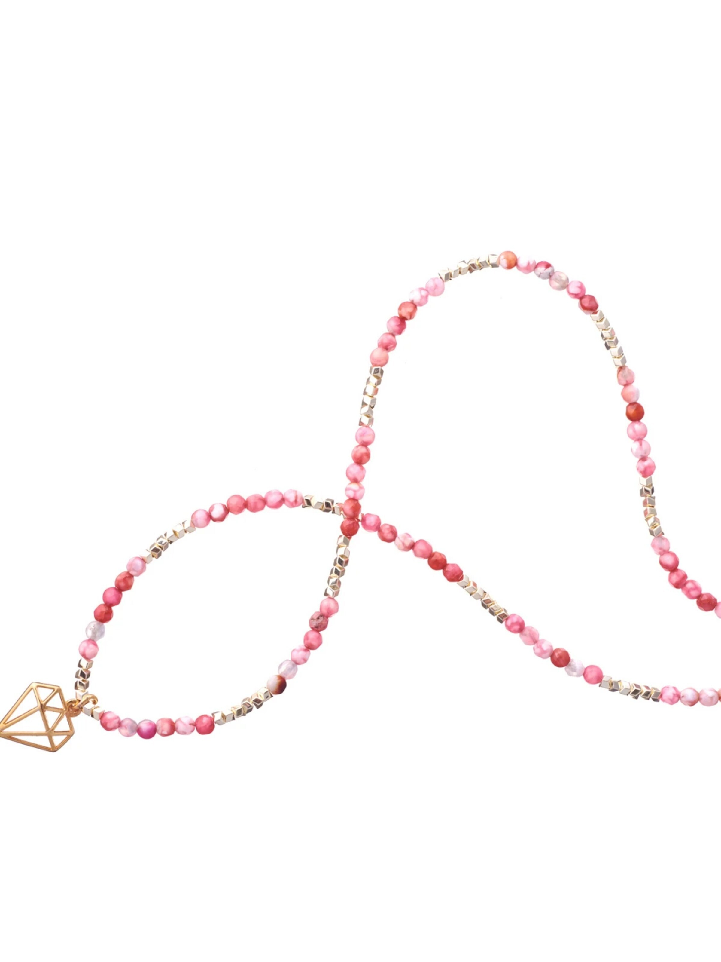 THE GEM STORIES JEWELRY Αλυσίδα 'Agate Necklace' σε ροζ