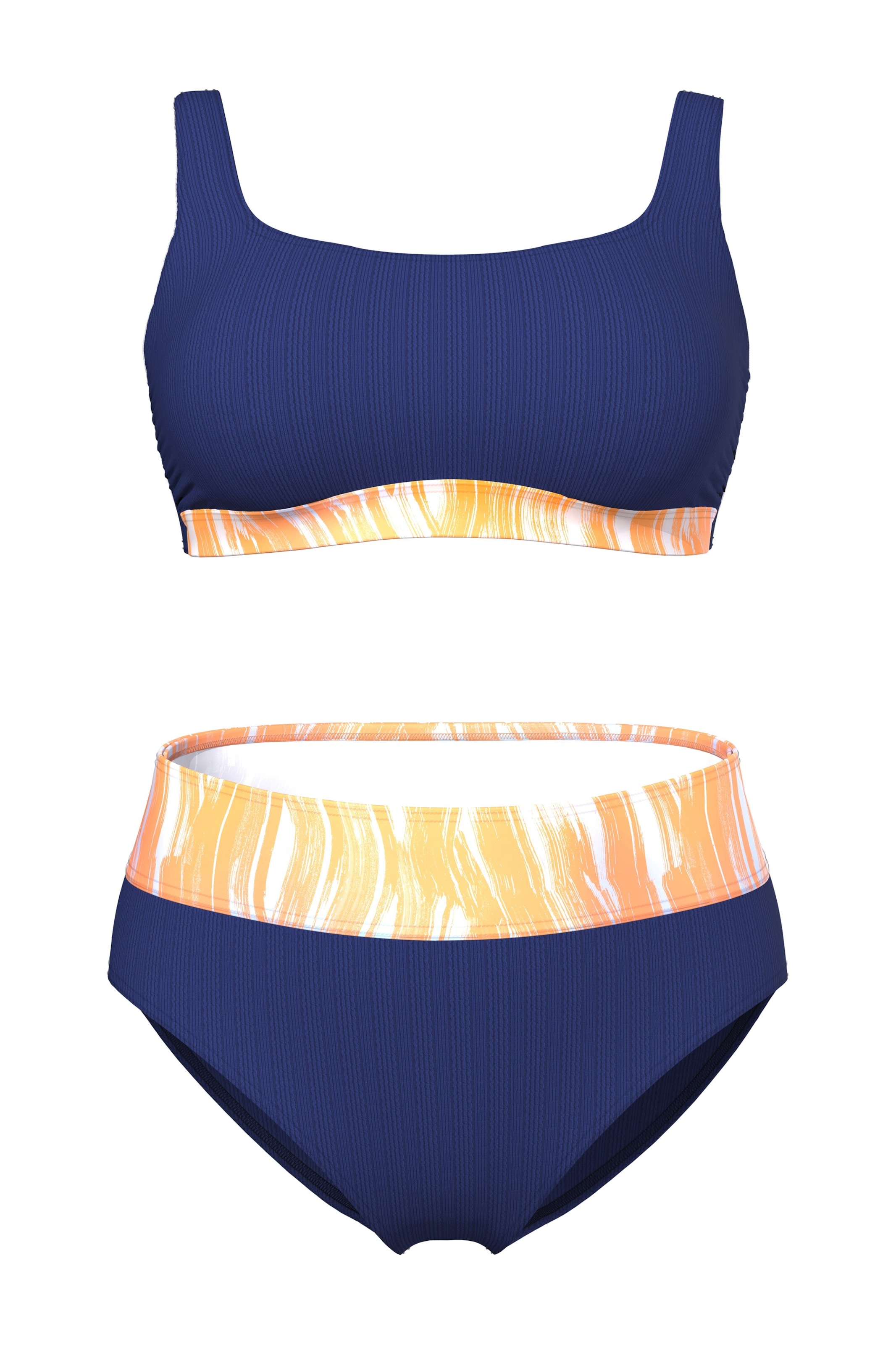 Ulla Popken Bustier Bikini in Blauw: voorkant