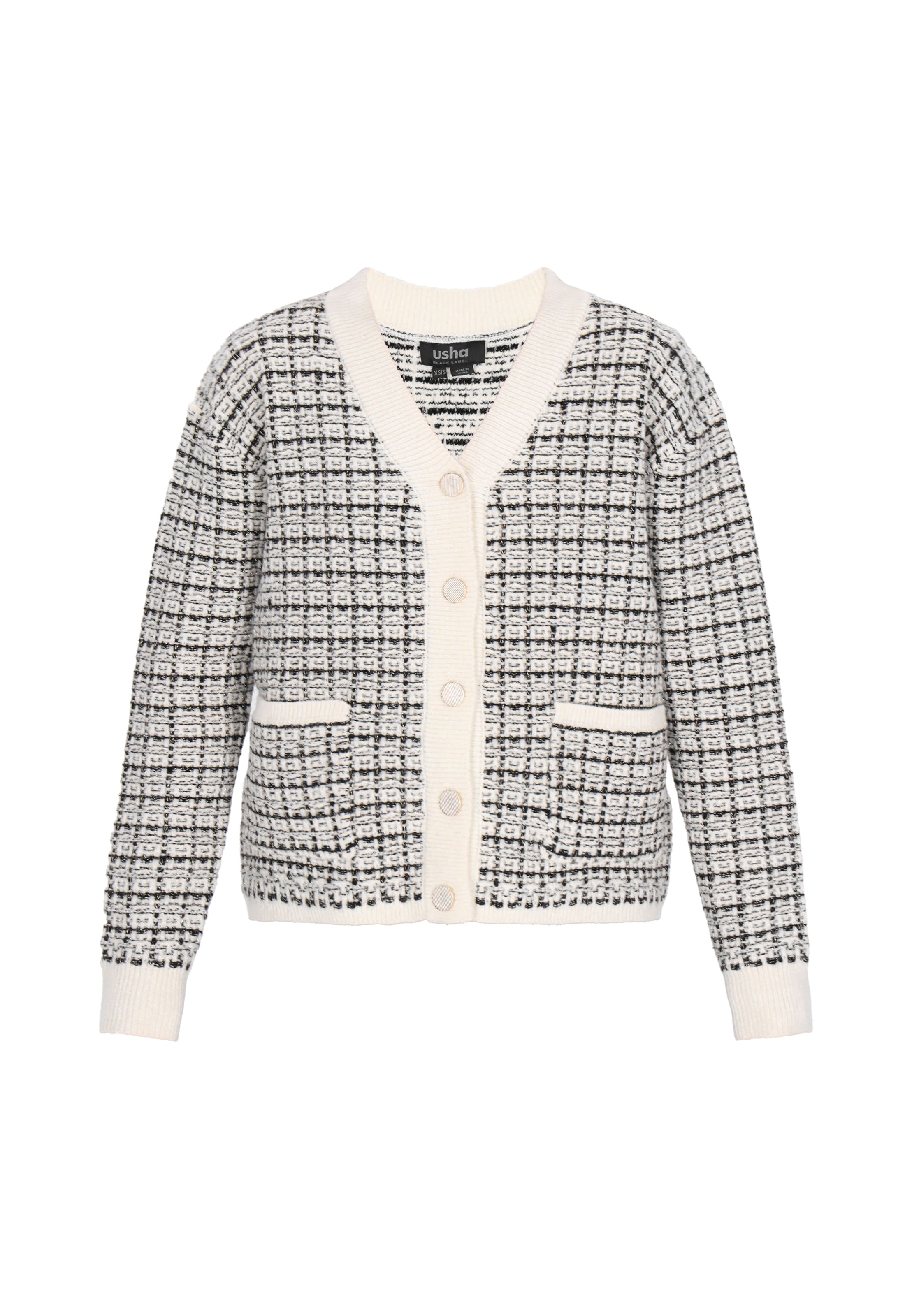 usha BLACK LABEL Cárdigan en negro / offwhite, Vista del producto