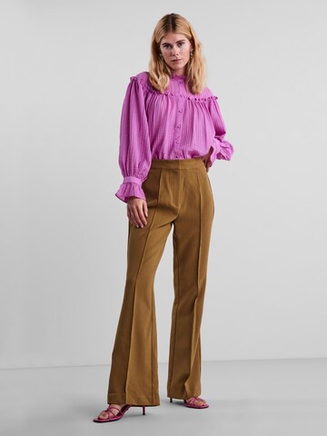 Y.A.S Flared Trousers with creases 'Crima' in Brown