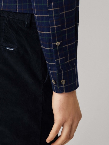 Hackett London Slim Fit Hemd 'Tattersall' in Blau