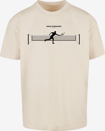 Merchcode T-Shirt 'Tennis Round 1' in Beige: predná strana