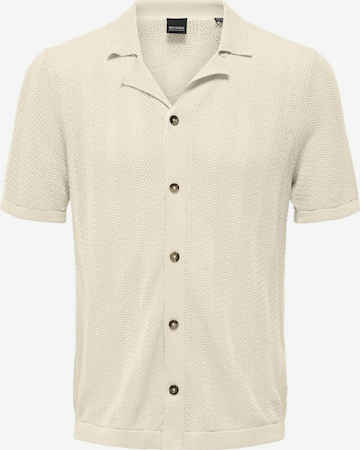 Only & Sons Knit cardigan in Beige: front
