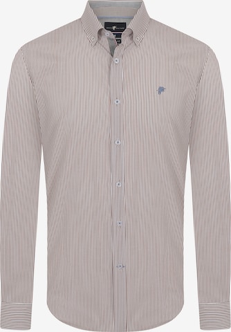 DENIM CULTURE Regular fit Button Up Shirt 'Rex' in Brown: front